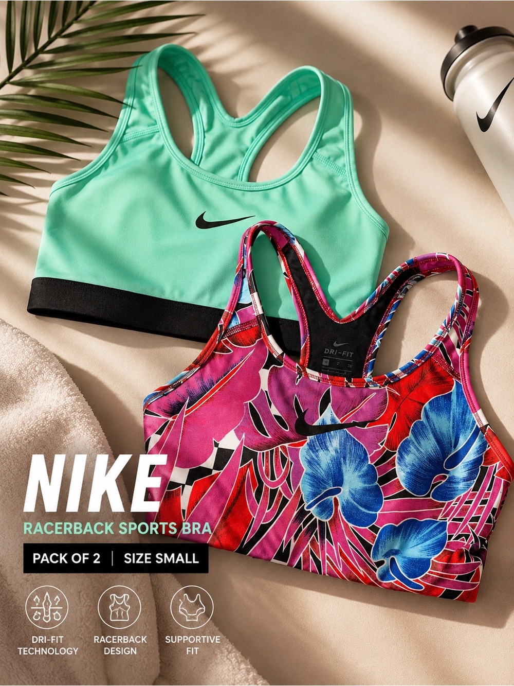Nike Dri-FIT Racerback Sports Bras Size Small | Pack of 2